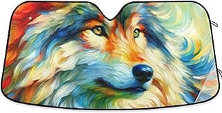 Persiana de sol colorida de cachorro fofo personalizado para para-brisa de carro engraçado dobrável para-brisa frontal floral animal M, 139,7 cm x 70,1 cm
