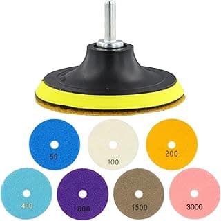 Kit 7 Discos de Polimento Diamantado 4 Polegadas Grãos 50-3000 para Mármore e Granito