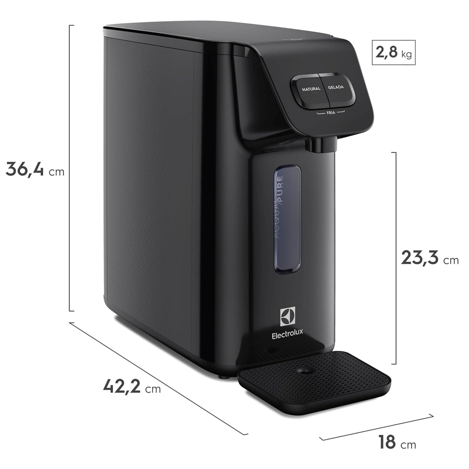 Purificador de Água Electrolux Efficient PE15P Eletrônico 3 Níveis Gela Até 220ml Preto Bivolt