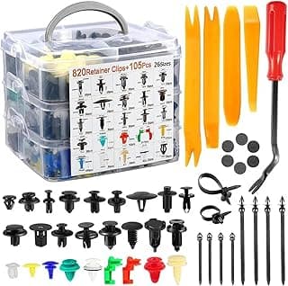 FINYQBET Kit de Presilhas e Grampos Universais - 925 Peças com Maleta Plástica - Para Para-choque, Forro de Porta e Painel Automotivo - Compatível com GM, Ford, Toyota, Honda