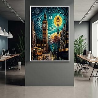 Quadro decorativo abstrato com paisagem urbana do Big Ben para sala ou quarto