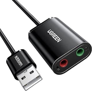 Adaptador de Áudio UGREEN USB para Fone de Ouvido e Microfone com Conector TRS Duplo 3.5mm Preto para Windows e Mac