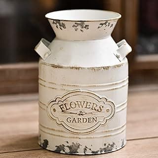 Vaso de flor vintage branco com texto Flowers & Garden em relevo