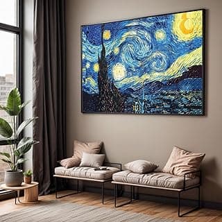 Quadro decorativo 'Noite Estrelada' de Van Gogh em fundo bege