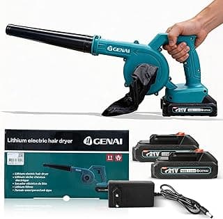 Soprador e Aspirador sem Fio 21V Genai, ciano e preto, com bateria e carregador