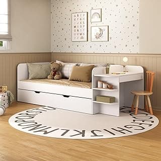 Cama de Solteiro Funcional Infantil com Escrivaninha e Cama Auxiliar 100% Mdf Premium Helena Branco