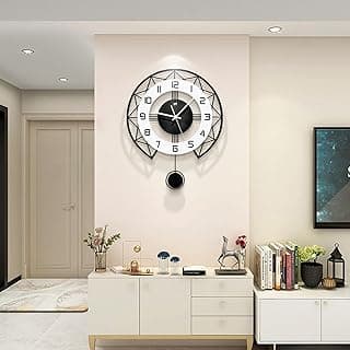 Relógio de parede grande para decoração de sala de estar, relógio de parede com pêndulo silencioso moderno para casa, cozinha, quarto, decorativo, relógio de parede grande, sem tique-taque,
