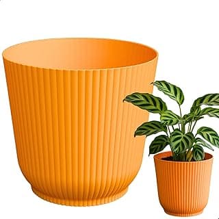Cachepot Talin Mostarda 2,5L de polipropileno, vaso decorativo para plantas, laranja vibrante