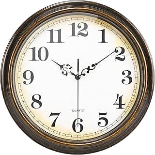 Relógio de parede vintage bronze 30 cm com mostrador branco e ponteiros dourados