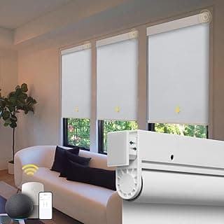 Persianas Motorizadas Sem Furadeiras Persianas Automáticas Para Janelas Persianas De Rolo Sem Fio Persianas Elétricas Com Controle Remoto Persianas Inteligentes (Brancas, 34,5 X 72)