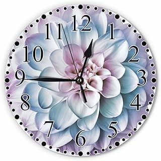 Relógio de parede com flor dália, silencioso, 25 cm, bateria, para casa