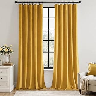 Cortinas de veludo amarelo mostarda luxuosas para escurecimento de quarto