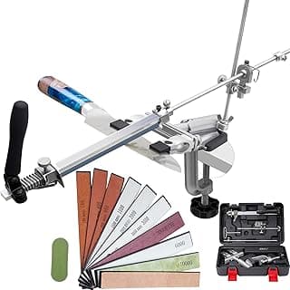 Kit de afiação de facas CWOVRS RX-009 com afiador de ângulo fixo, pedras de afiação e caixa de ferramentas.