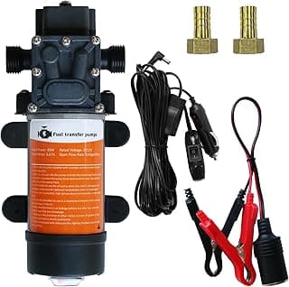 Bomba de transferência de combustível de 12 V, 80 W, 120 galões por hora, com cabos e conectores, fundo branco