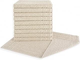 Kit 05 tapetes banheiro antiderrapante 45x70cm 550g/m² algodão 100% cor bege