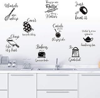 Adesivos de parede com citações de cozinha Letras Decalque de parede Utensílios de cozinha com frases decoração para cozinha sala de jantar decoração de restaurante