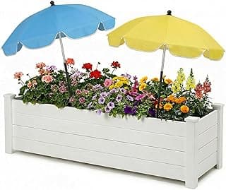 Pacote com 2 guarda-chuvas para plantas de jardim com flores coloridas em vaso branco