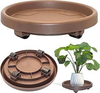 Suporte para vaso de planta com rodas, 27cm, marrom, para até 60kg