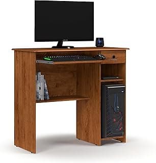 Mesa de computador Viena com gaveta e prateleira, cor marrom