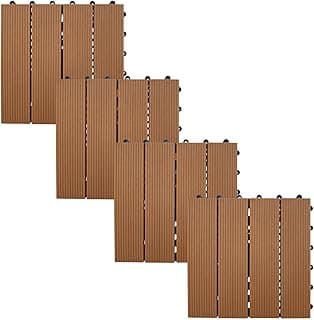 Decks de jardim plástico Jatobá 30x30 Tudo Jardim, conjunto de 4, marrom