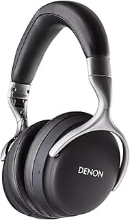 Fones de ouvido sem fio Denon AH-GC25W pretos com detalhes em prata