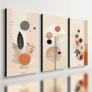 Kit de 3 quadros decorativos arte moderna abstrata 28x20cm