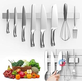 Kit Barra Magnética Ímã de Aço Suporte Magnético para Facas Aço Inoxidável Cozinha Churrasqueira 40 cm