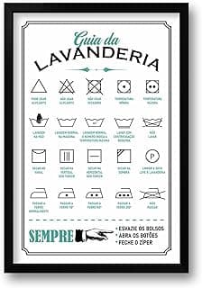Quadro com Moldura Guia da Lavanderia 40x60cm - Símbolos de Lavagem, Regras de Cuidados com Roupas, Decoração Funcional, Área de Serviço