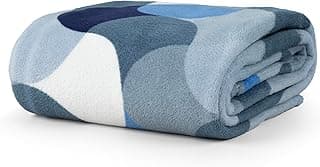 Cobertor Casal Manta Microfibra Fleece azul com padrões abstratos