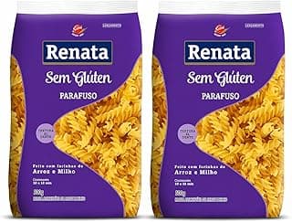 Kit com 2 Macarrão Renata Parafuso 500g Sem Glúten Massa Fusilli de Arroz e Milho