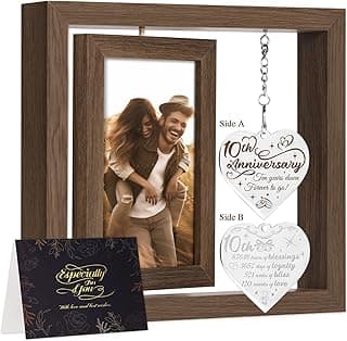 Porta-retrato de aniversário de 10 anos, presente para ele, casal, homem, mulher, marido, esposa, presente de casamento de 10º aniversário, presente de lata de madeira, presente personalizado
