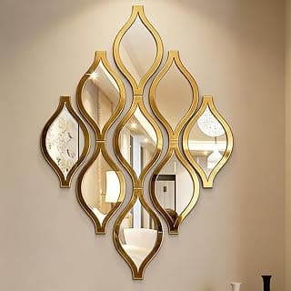 Espelho decorativo dourado em forma de lágrima para decoração de interiores