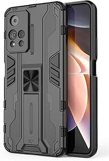 Capa protetora preta para Xiaomi Redmi Note 11 Pro Plus 5G com suporte e placa de metal