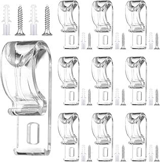 Barydat 20 conjuntos de persiana de rolo transparente corrente de segurança e guia de cordão de cortina com clipe P suporte de cordão de fixação gancho dispositivo de tensão de corrente com parafusos