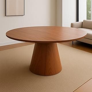 Mesa de Jantar Cone Redonda Laminado em Madeira 120cm Cairo Castanho Mel