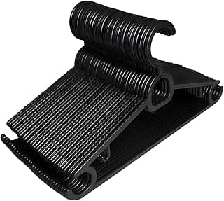 Kit 20 Cabides Adulto Preto Antideslizante Reforçado | Cabide Resistente Para Roupas Pesadas Calças Camisetas | Contém Porta Gravata, Cinto e Lenço,Camisas, Ternos Gancho para Vestido | CSCABIDES
