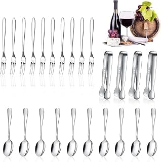 Conjunto de utensílios de cozinha em aço inoxidável com pinças, colheres e garfos