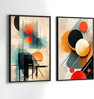 Kit de quadros decorativos abstratos modernos geométricos coloridos para sala e quarto, conjunto de 2