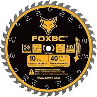 FOXBC Lâmina de Serra Circular de Mesa de Uso Geral de 10 Polegadas, 40 Dentes Para Corte de Madeira, Eixo de 5/8 de Polegada