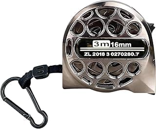 Fita métrica de aço inoxidável 3m com mosquetão e presilha, resistente à água e ferrugem