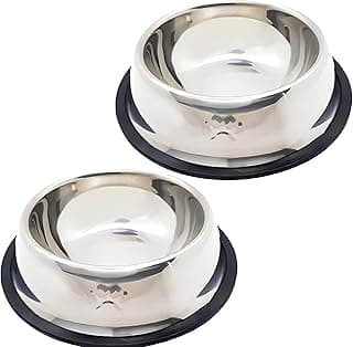Kit 2 Comedouros 200ml Aço Inox Antiderrapante para Cães e Gatos