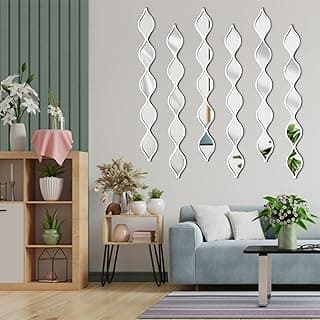 Espelhos decorativos em forma de lágrima em parede cinza, decoração de sala de estar