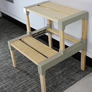 Mini Escada Leve Funcional Multiuso em Madeira com 2 Degraus de Encaixe 2068