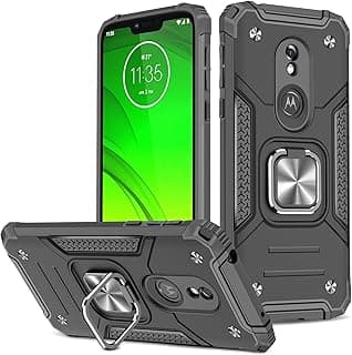 Capa protetora para Moto G7 Power de nível militar, com suporte, coldre e armadura resistente, à prova de choque, capa protetora para Motorola Moto G7 Power (preta)