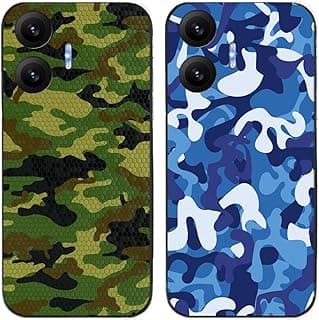 Capa camuflada para Xiaomi Redmi Turbo 4 Pro/Poco F7 5G, estampa verde e azul