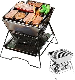 Fogão de acampamento a lenha | Mini fogão a lenha para piquenique | Queimador de churrasqueira dobrável estável ao ar livre para fogueira, churrasco e piquenique