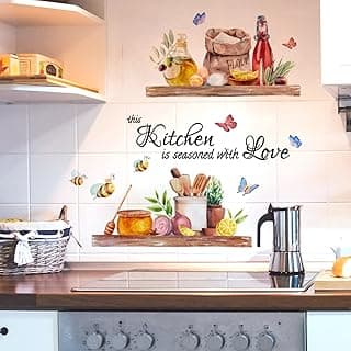Adesivos de parede de borboleta de abelha, citações, citações, frases de vinil, adesivos de parede para cozinha, sala de jantar, restaurante