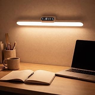 Luminária de Mesa LED Recarregavel USB com Relogio Digital Controle Remoto Touch Suporte Magnetico e Apoio para Mesa Ideal Para Parede Armario Cozinha Quarto Mesa Luz Ajustável 3 Modos de Iluminação