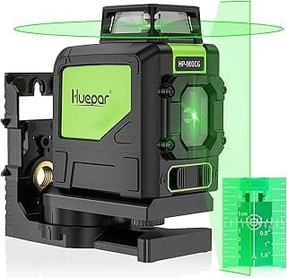 Nível de laser autonivelante Huepar 901CG com laser verde visível, logotipo da marca e escala de medição