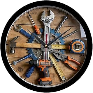 Generic Relógio de parede para garagem, silencioso e decorativo, ideal para oficina ou espaço masculino, Cor de Madeira